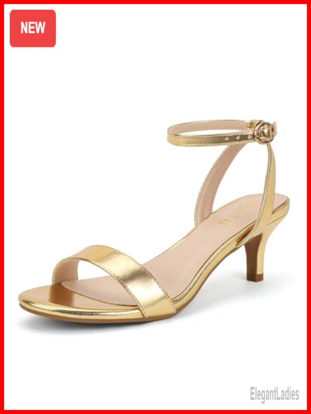 IDIFU IN2 Women's Kitten Heels Low Open Toe Ankle Strap Heel Sandals